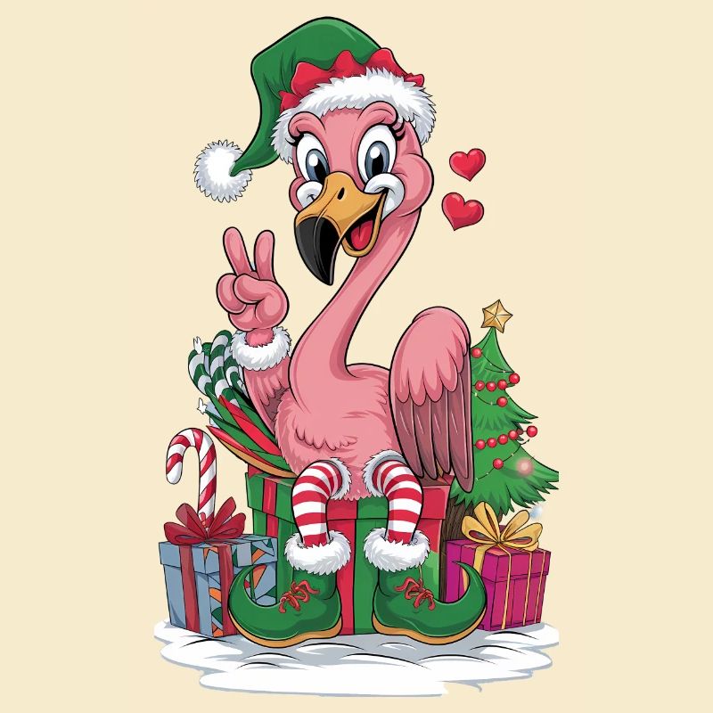 Flamingo Elfe Weihnachten Friedenshand