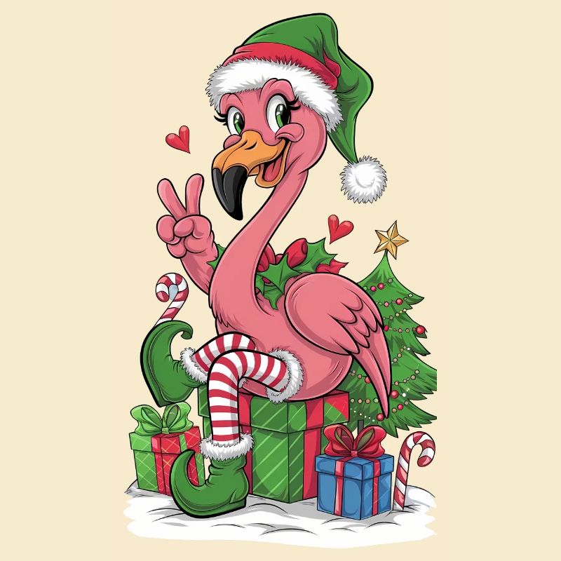 Flamingo Elfe Weihnachten Friedenshand