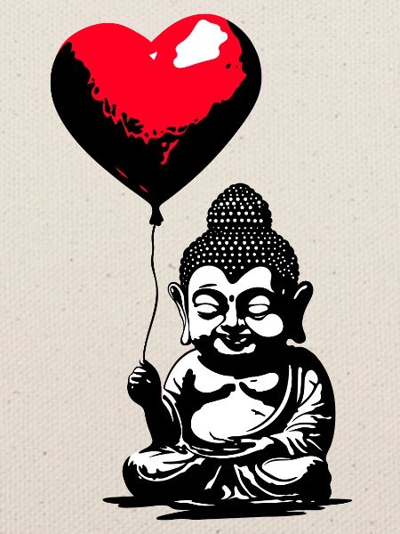 Buddha mit Herz Luftballon - Heartful Creatures