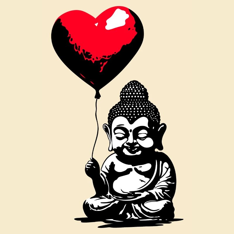 Buddha mit Herz Luftballon - Heartful Creatures
