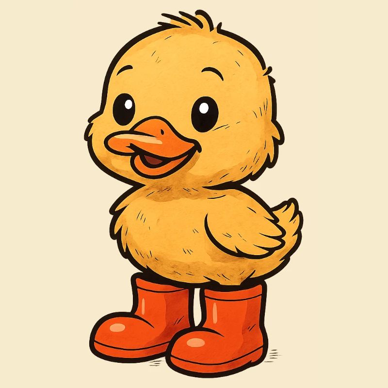 Cute duck motif with rubber boots