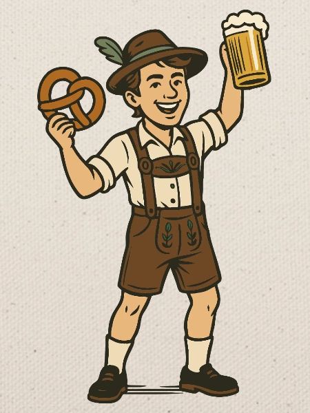 Junger Biertrinker in Lederhosen