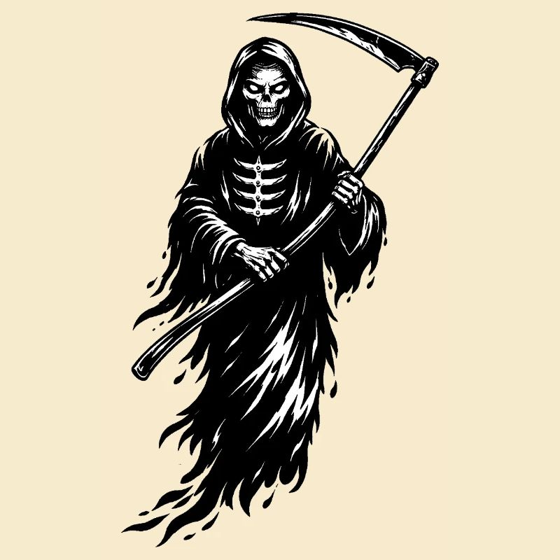 Düsterer Sensenmann Skull im Dark Style 