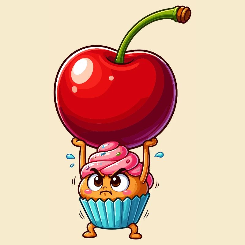 Kirsche Kraft Cupcake Held
