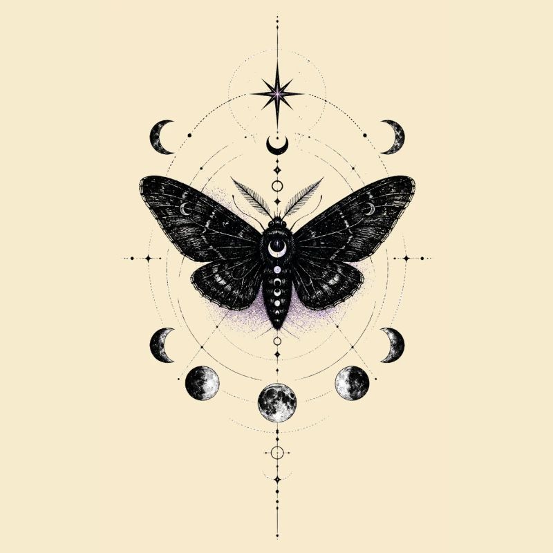 Moonlit Moth in Celestial Ring