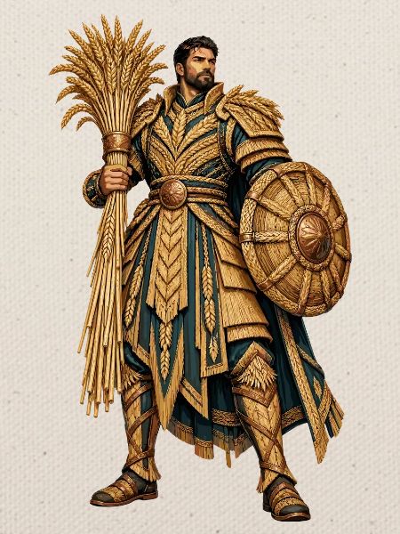 Goldener Ritterkrieger mit Palmenfächer