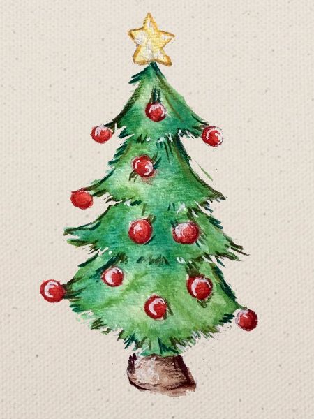 Aquarell-Weihnachtsbaum-Ornamente