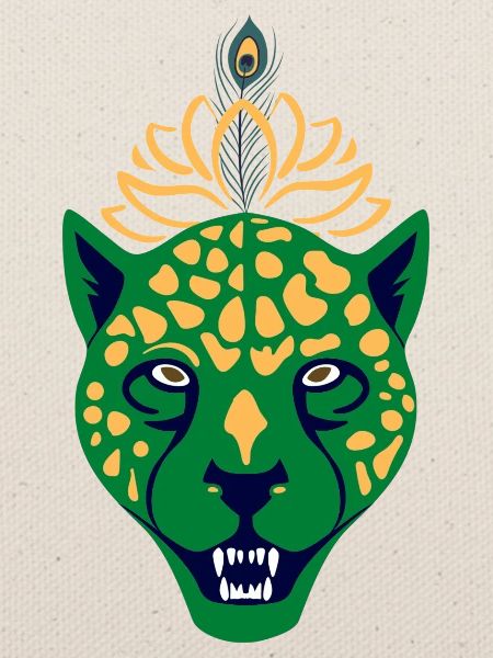 Grüner Leopard mit Feder