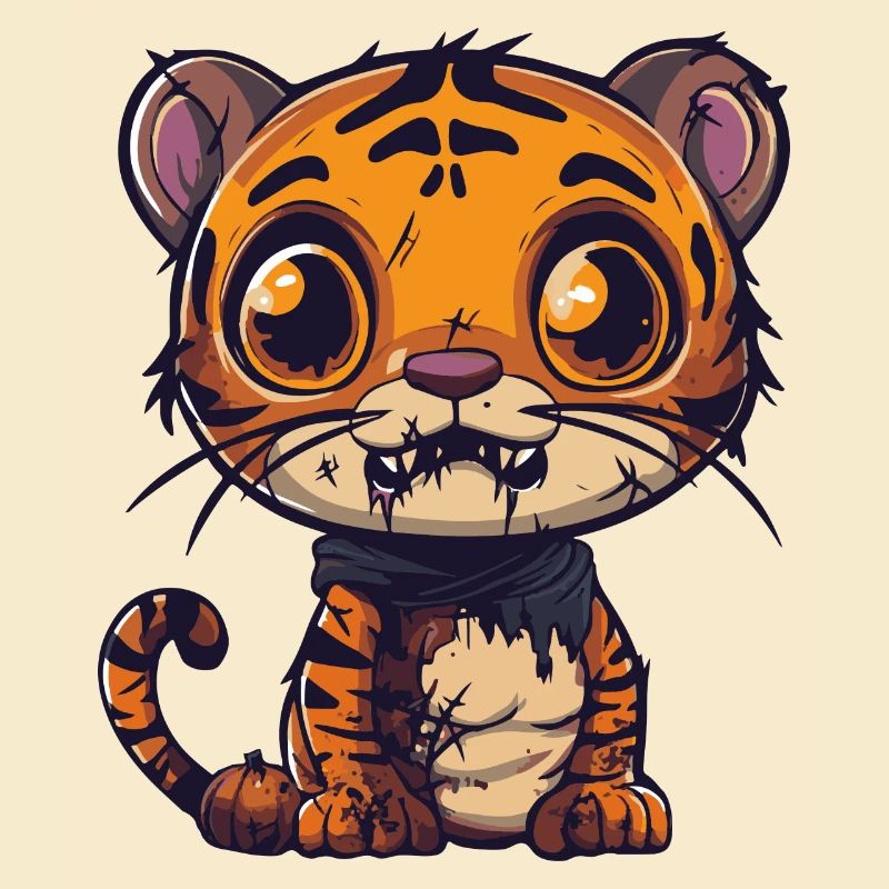 Tiger Halloween Comic Lustig