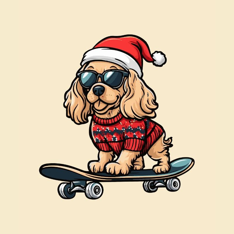 Cocker Spaniel Dog Christmas Skateboard