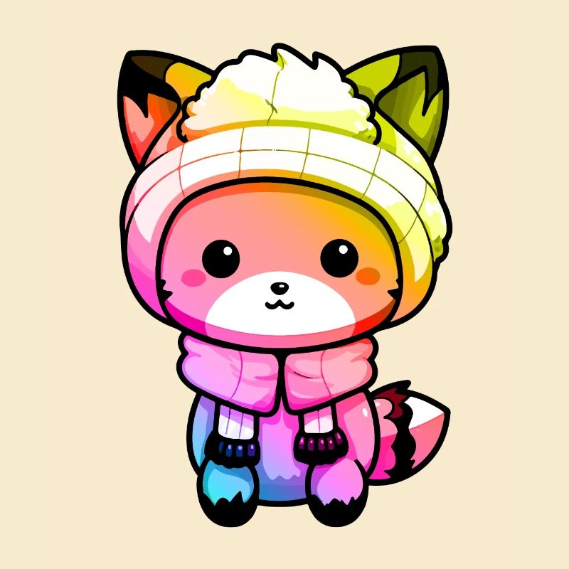 Fuchs Winter Tier Bunt Comic