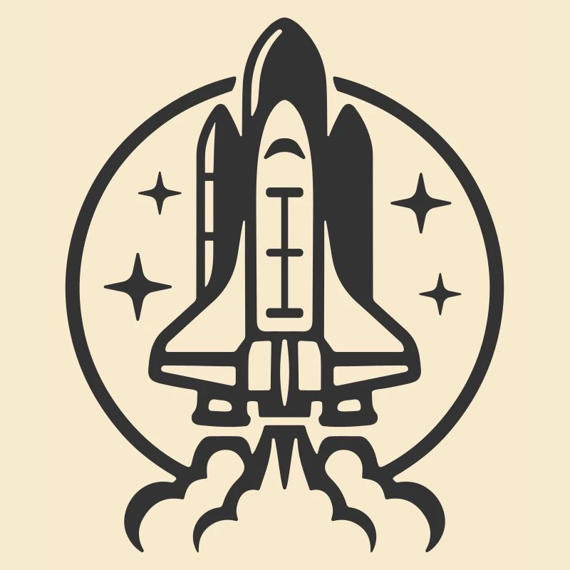 Space shuttle launch logo icon. Take off. Rocket