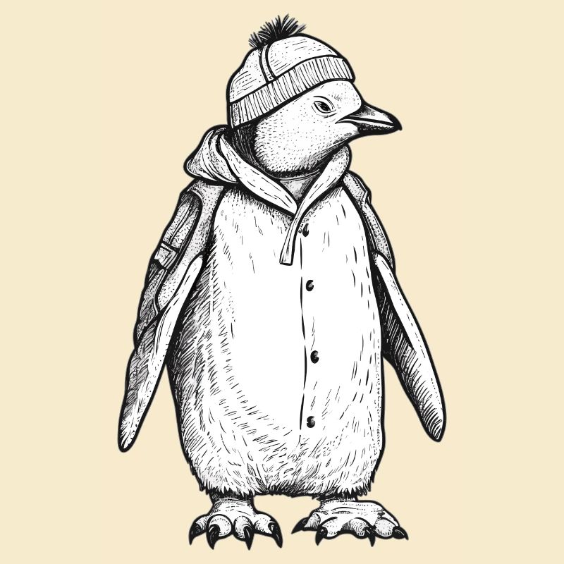 Penguin with cap and jacket