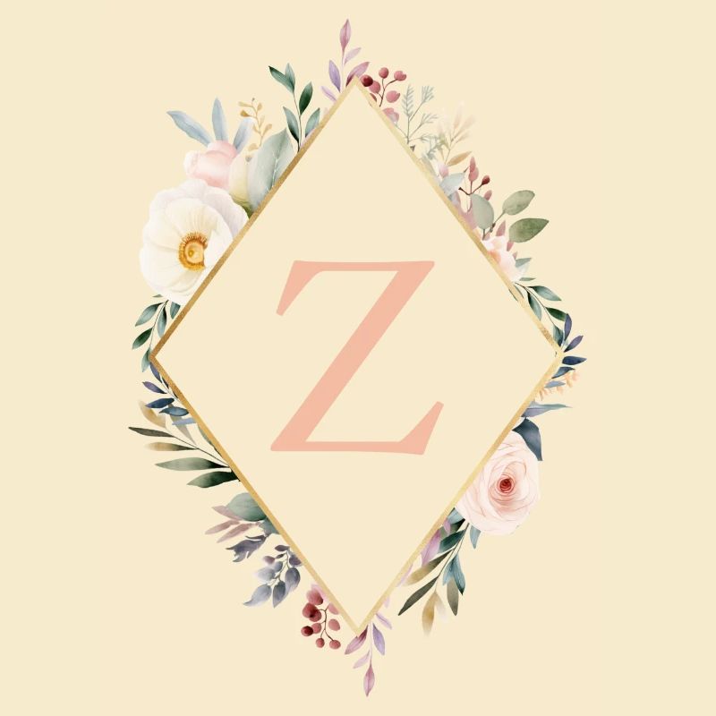 Z Monogram, Floral, Boho