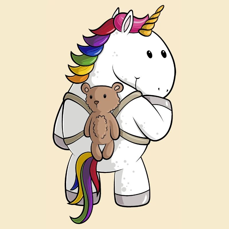 Comic Einhorn mit Rucksack