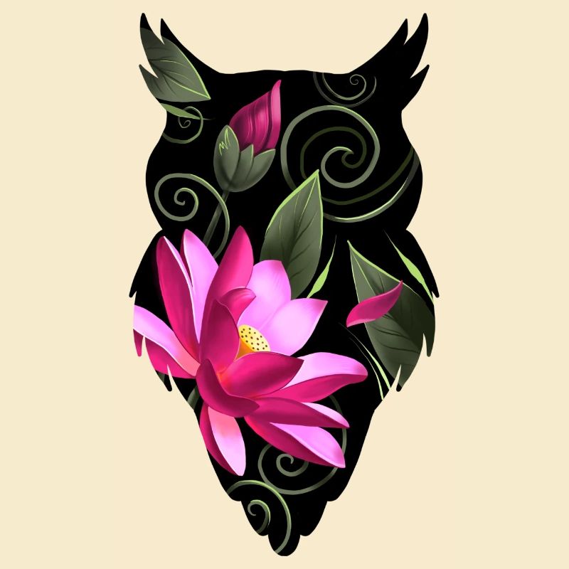 Eule mit Blumen