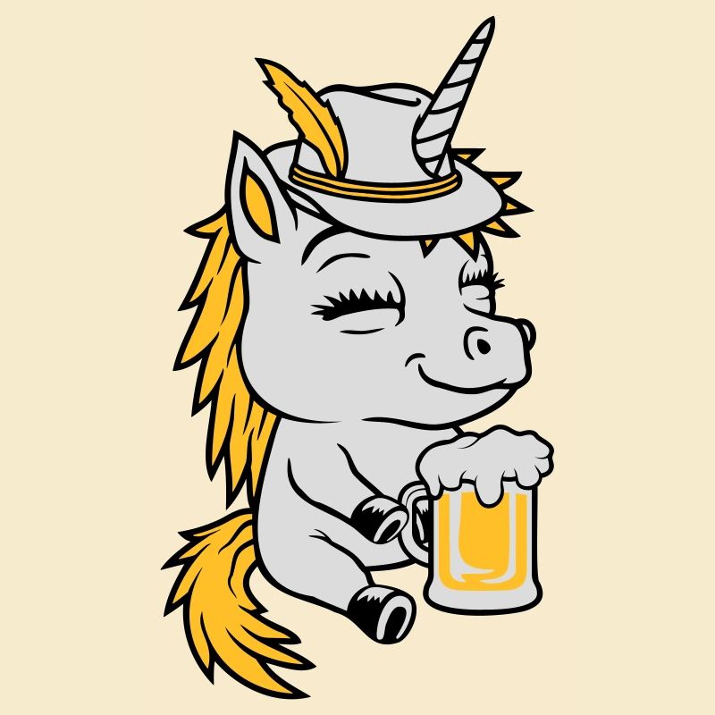 Beer-drinking seated unicorn