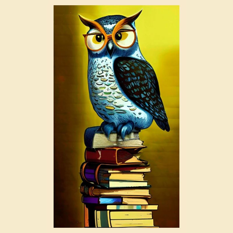 Comic Cartoon Creepy Bookworm Book Stack