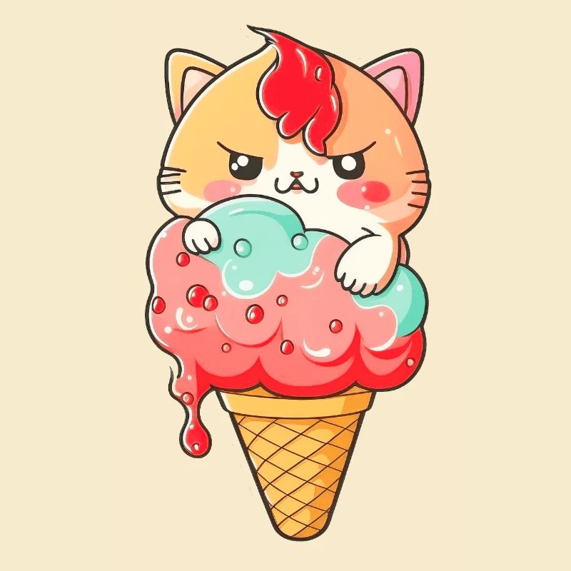 Süßer Katzen-Eiscreme-Print