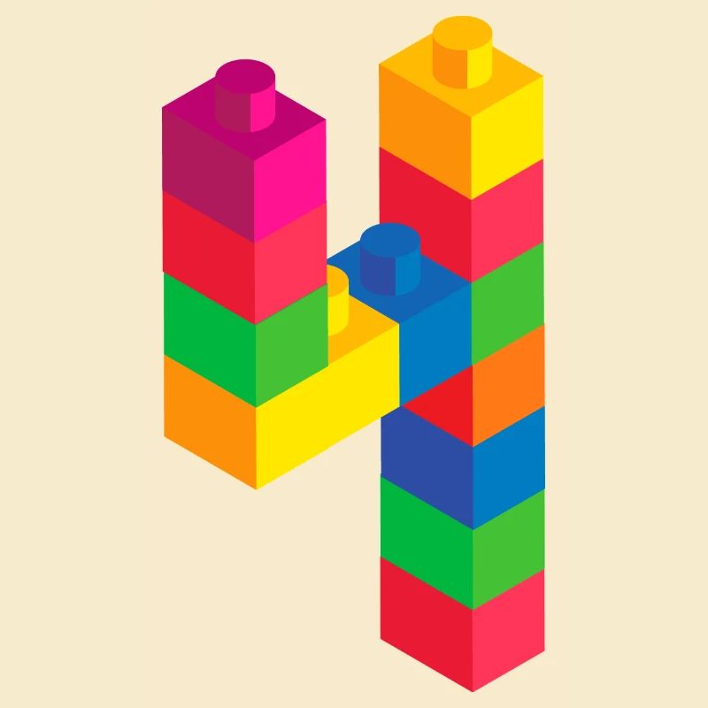 Cute Block Building 4th Birthday Gift 4 ans