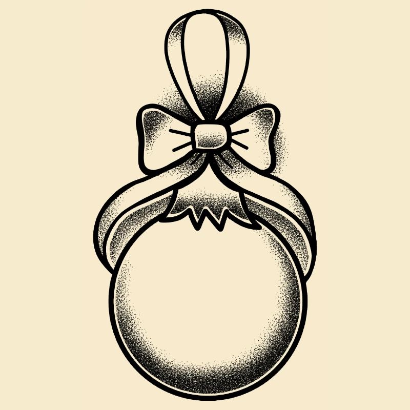 Dunkle Weihnachtskugel im Tattoo-Stil