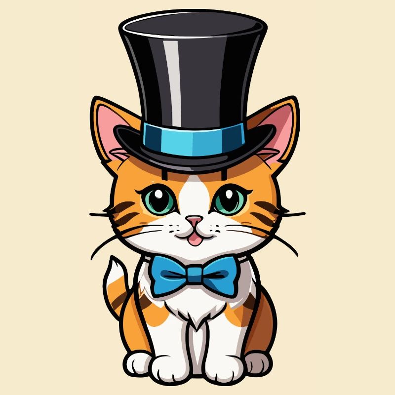Katze mit Hut und Fliege