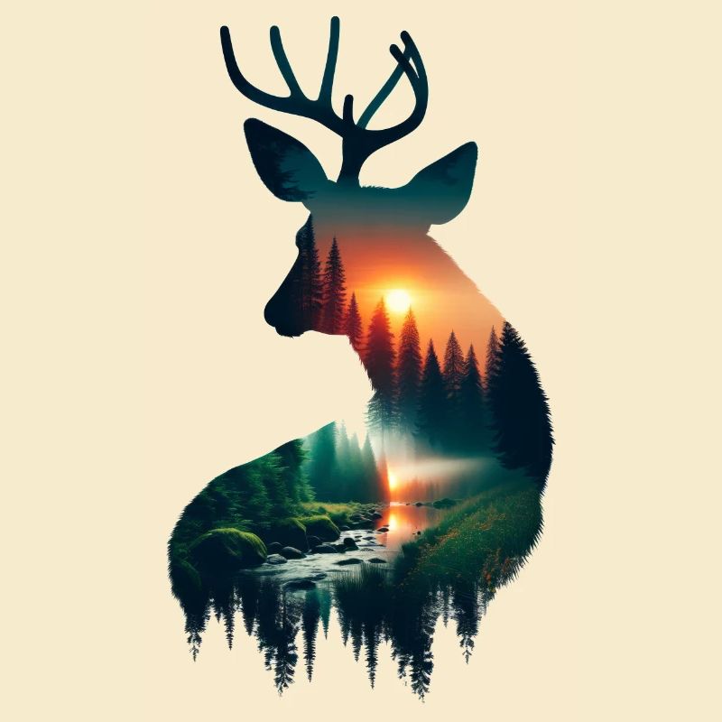 Cerf à double exposition
