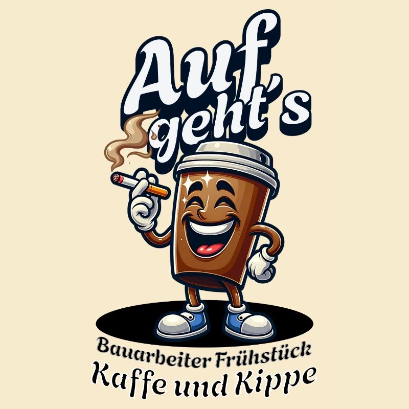 Let's go ́ construction workers, breakfast, coffee and cigarettes