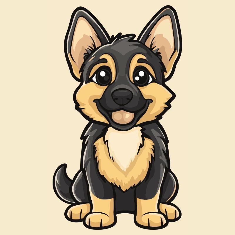 German Shepherd Dog Comic Cute