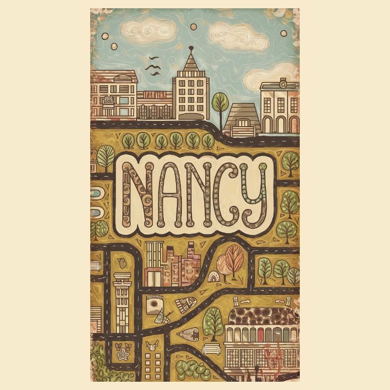 Nancy Cityscape Retro Map Typography