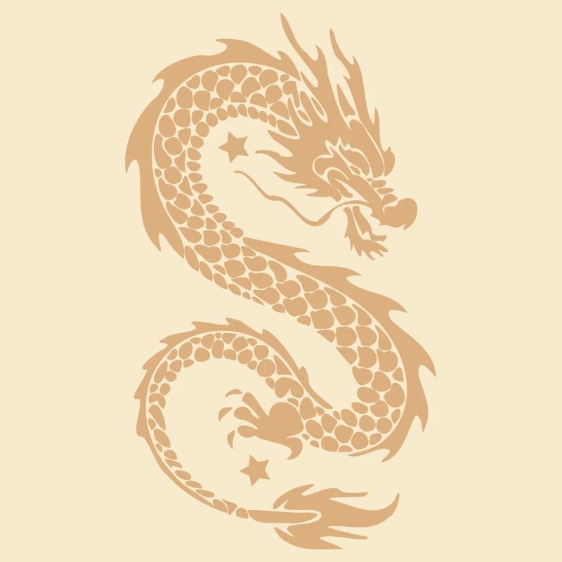 Gold Celestial Dragon Silhouette