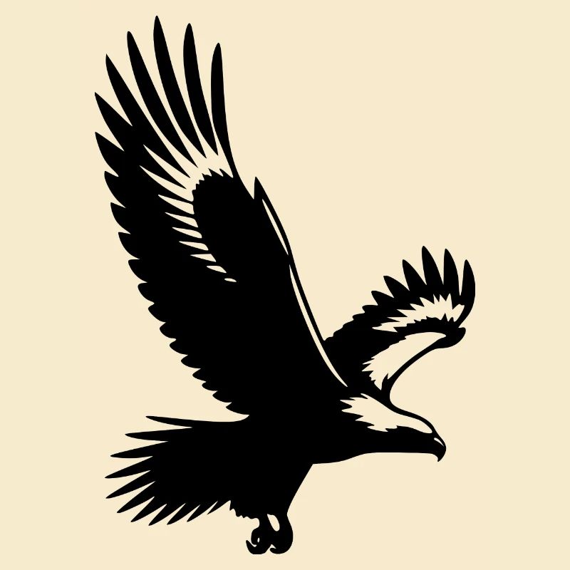 White-tailed eagle with huge wings tattoo style bird