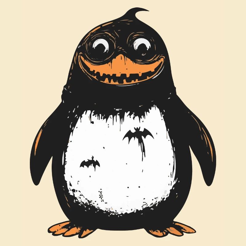 Pinguin Halloween Comic Lustig