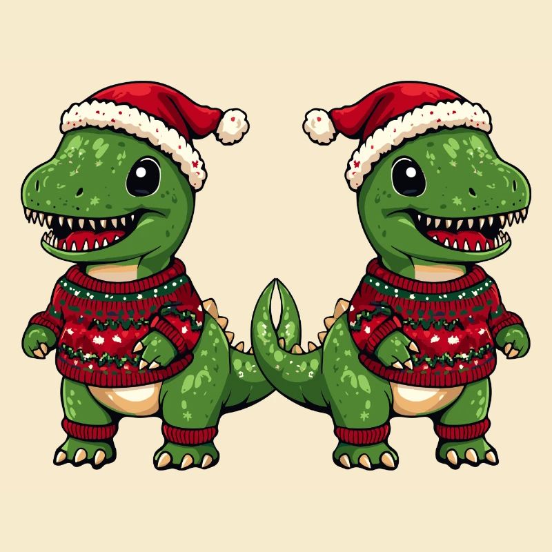 Équipe de Noël Dinosaur T-Rex