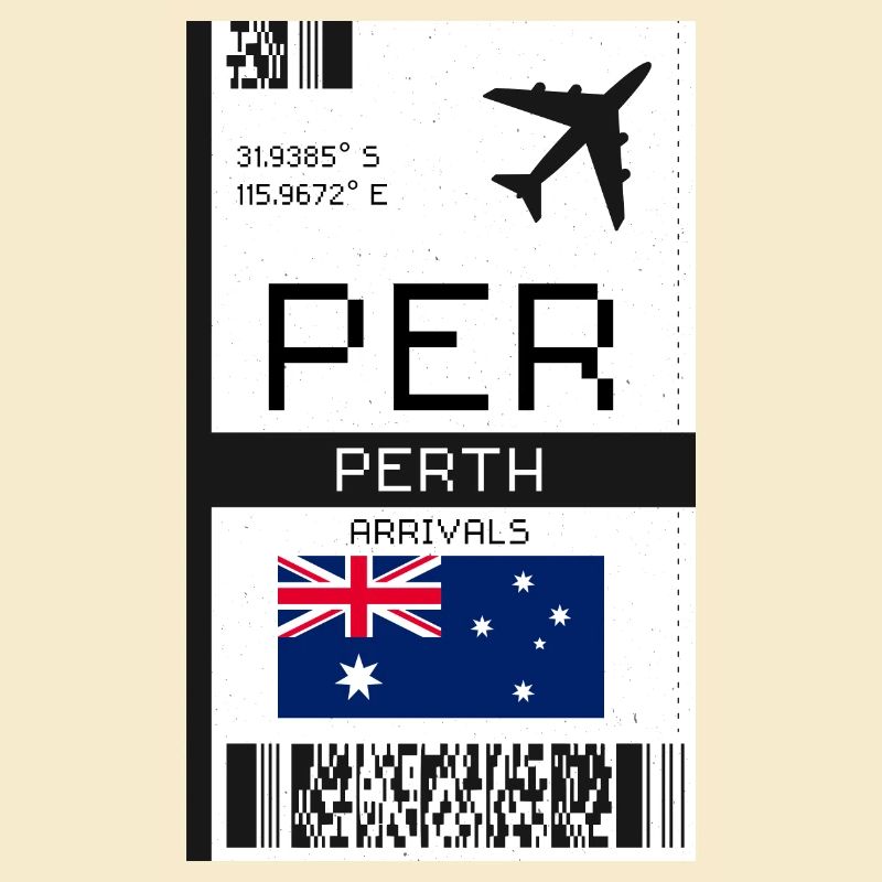 Perth, Australia Boarding Pass - PER Flight Ticket