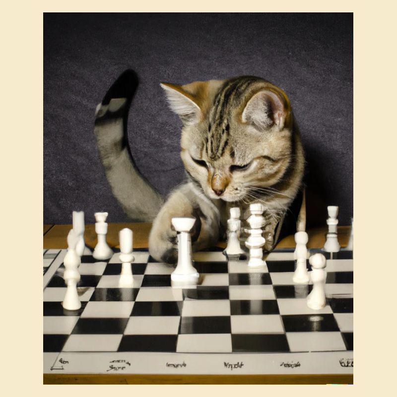 Cat plays chess