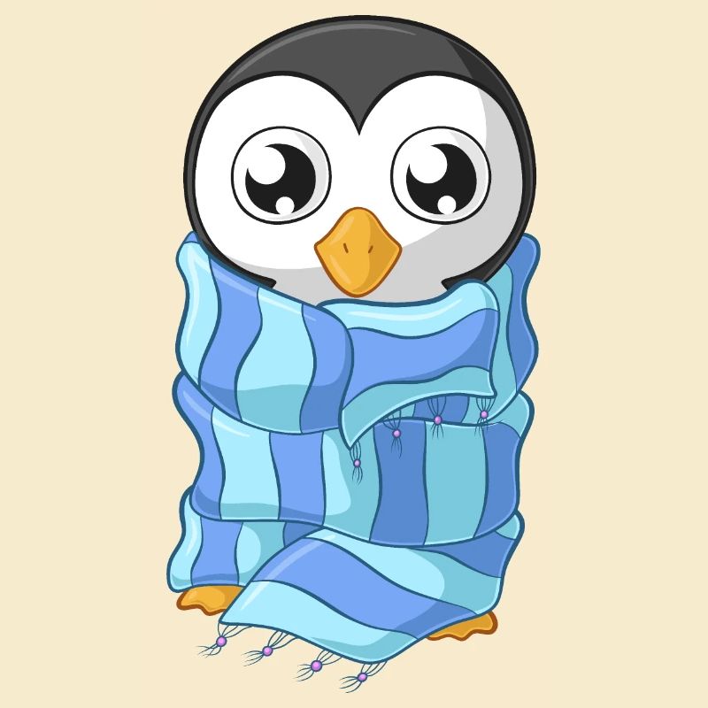 Frierender Comic Pinguin