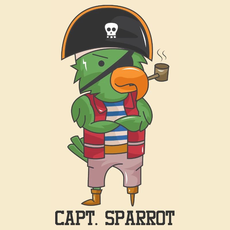 Pirate Parrot Gift Pipe Hat Skull