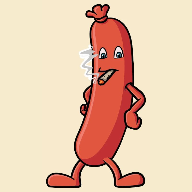 Wurst die eine Zigarette raucht - Grill Design