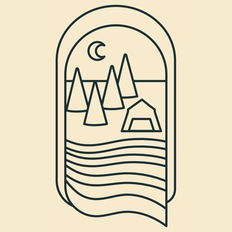 BOHO Waldcamp mit Bäumen und Fluss