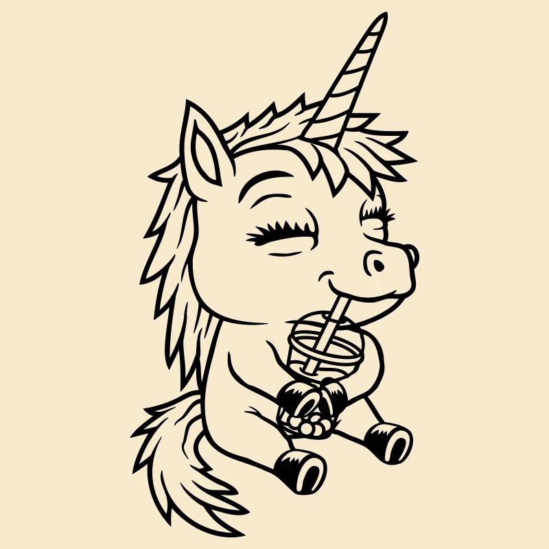 Unicorn drinks Boba tea
