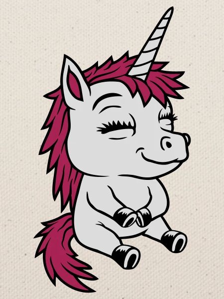Sitzendes kleines Comic Einhorn