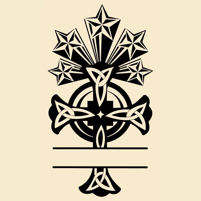Monogramme cinq étoiles de croix celtique