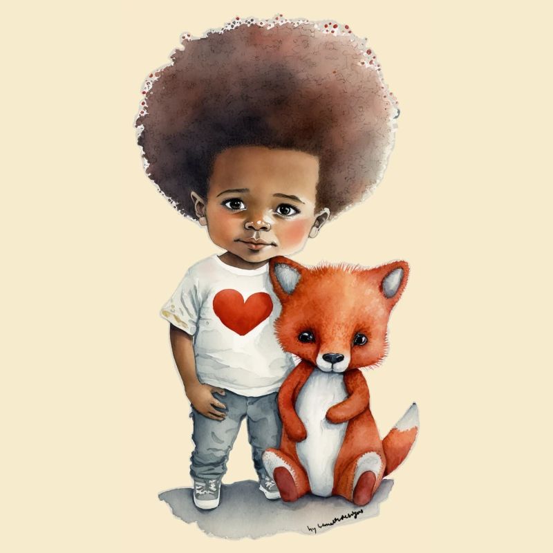 Kinder mit Wolf und Herz Motiv