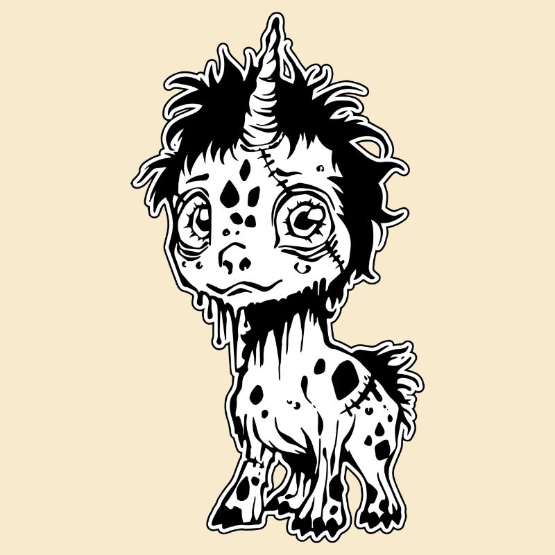 Mignon bébé licorne zombie