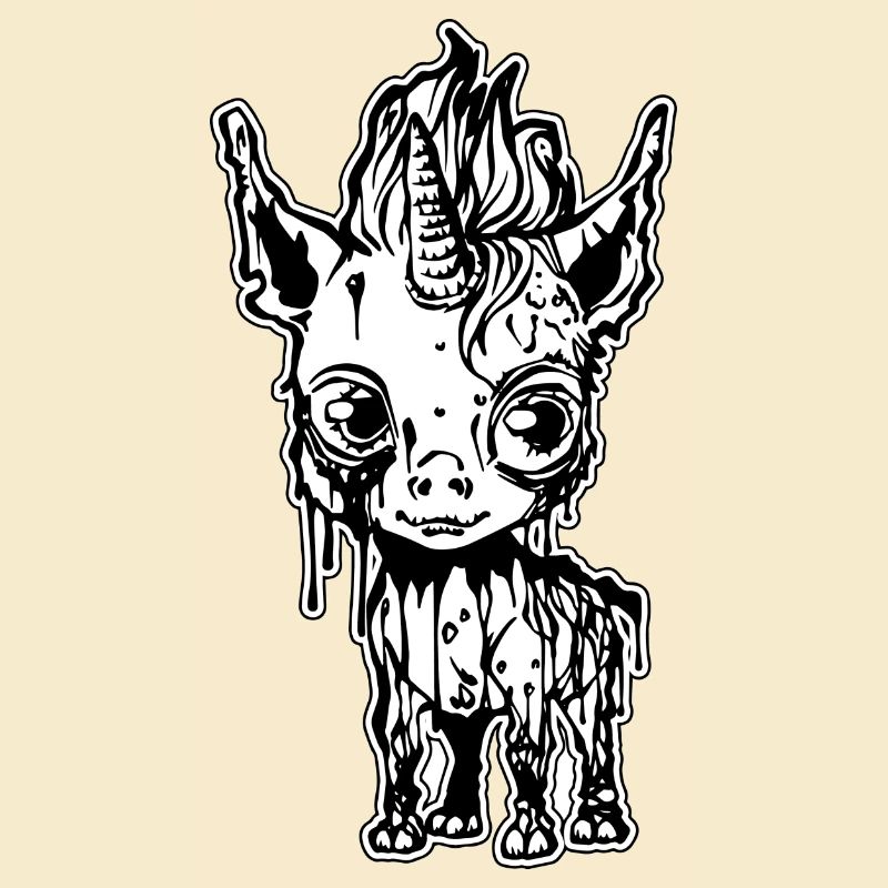 Mignon bébé licorne zombie