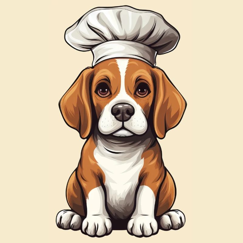 Cooking Beagle with Chef's Hat, Funny Design for