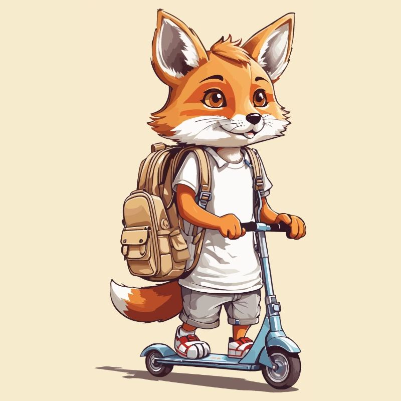 Schulweg Fuchs Einschulung Roller Abenteuer Design