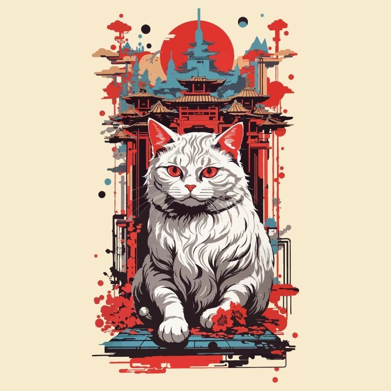 Vintage Japan Katze Ukiyo-E Retro Design
