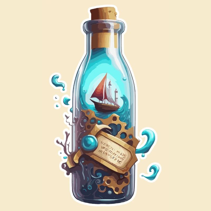 Magic bottle / cork / underwater / ship